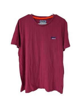 Superdry Shirt Large Burgundy Orange Label Vintage Streetwear Tee 22x28 XXL Fit